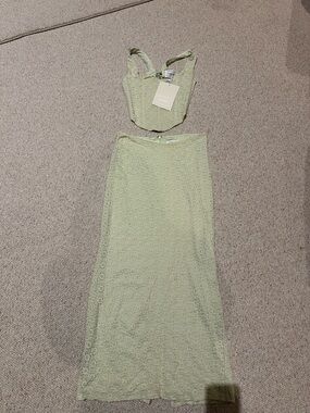 Women’s SABO Light Green Lace Maxi Skirt & top size M
